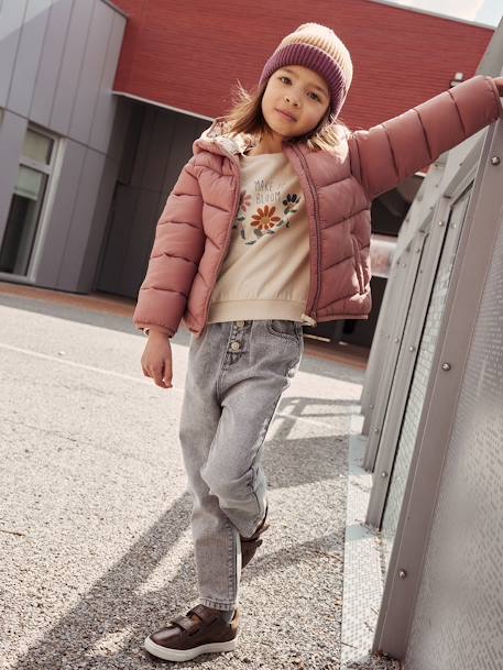 Lightweight Hooded Jacket for Girls blush+lichen+mustard+navy blue+sky blue 