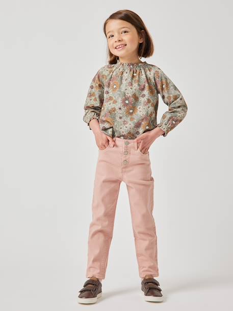 MEDIUM Hip, Mom Fit MorphologiK Trousers, for Girls ecru+fir green+ink blue+peach+rosy 