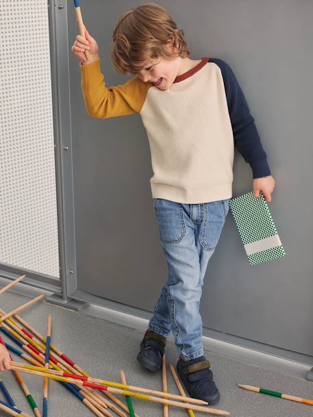 Colourblock-Effect Jumper for Boys ecru+marl grey 