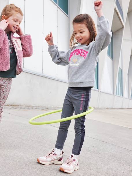 Sports Sweatshirt 'Happiness', in Bouclé Knit & Iridescent Details, for Girls marl grey 