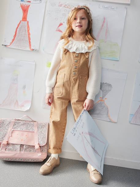 Carpenter Style Dungarees for Girls taupe 