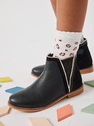 Shoes-Girls Footwear-Ankle Boots-Leather Boots with Zip & Elastic, for Girls