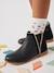 Leather Boots with Zip & Elastic, for Girls black+camel+navy blue 