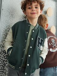 College-Type Jacket in Fleece, Patch in Bouclé Knit, for Boys