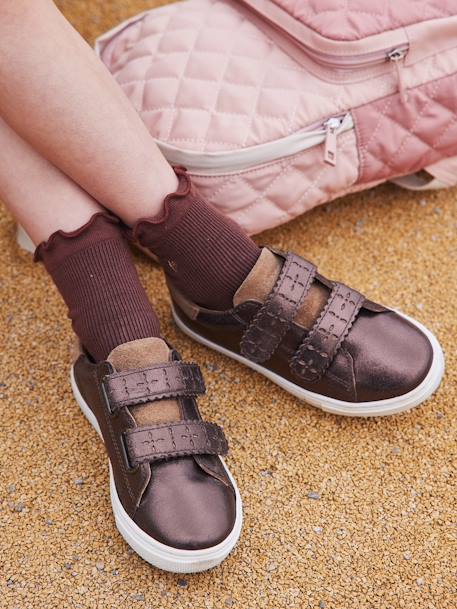 Touch-Fastening Leather Trainers for Girls, Designed for Autonomy bronze+YELLOW LIGHT METALLIZED 