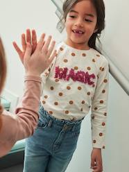 Printed Top with Crimped Inscription in Relief, for Girls