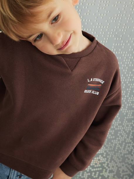 Sweatshirt with Fun Motif on the Back, for Boys chocolate+petrol blue 