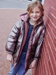 -Reversible Hooded Parka, Metallised Effect of Padded, for Girls