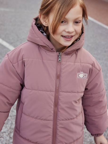 Reversible Hooded Parka, Metallised Effect of Padded, for Girls silver 