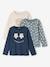 Pack of 3 Long Sleeve Tops for Girls almond green+anthracite+grey blue+navy blue+old rose 