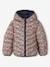 Reversible Lightweight Padded Jacket with Padding in Recycled Polyester, for Girls 6306+GREY DARK ALL OVER PRINTED+night blue+PINK BRIGHT ALL OVER PRINTED 