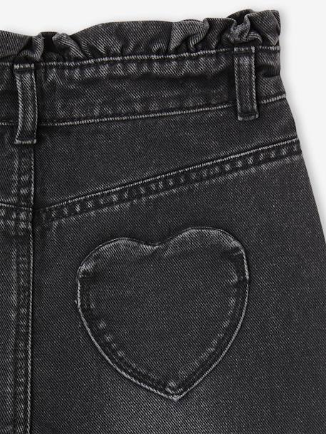 Mom Fit Jeans with Heart-Shaped Pockets on the Back, for Girls denim grey+stone 