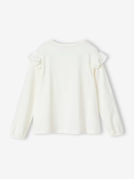 Ruffled Long Sleeve Top for Girls, BASICS dusky pink+ecru+navy blue 