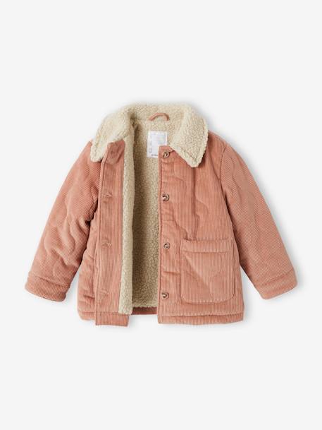 Padded Corduroy Jacket, Sherpa Lining, for Girls blush 