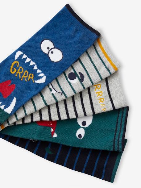 Pack of 5 Pairs of 'Monster' Socks for Boys blue 