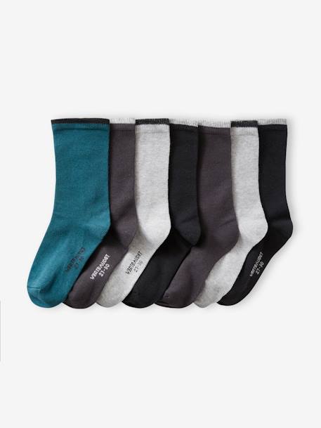 Pack of 7 Pairs of Socks for Boys chocolate+green+grey 