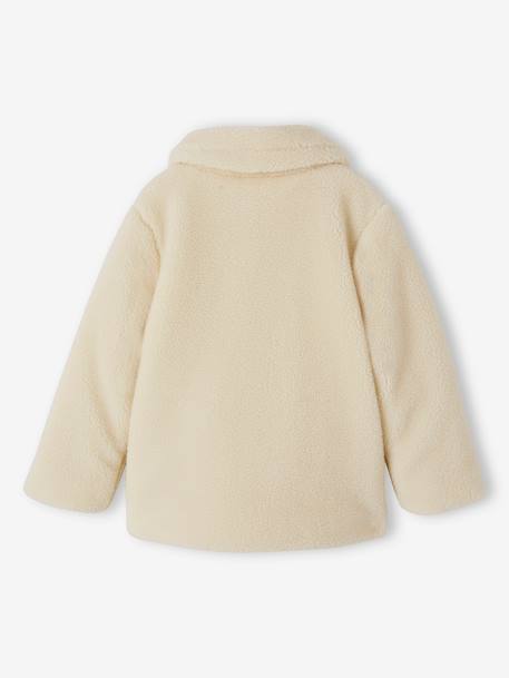 Warm Coat in Sherpa with Toggles for Girls ecru 