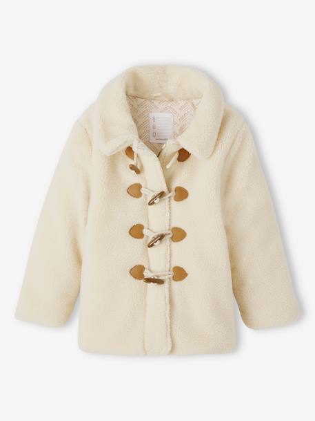 Warm Coat in Sherpa with Toggles for Girls ecru 