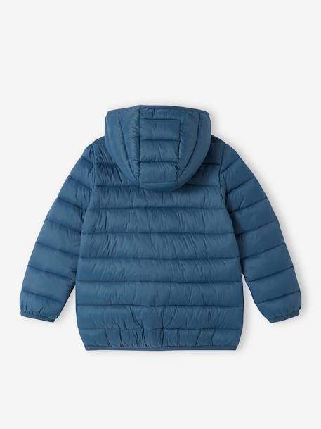 Lightweight Jacket with Recycled Polyester Padding & Hood for Boys BEIGE DARK SOLID WITH DESIGN+denim blue+English green+green+navy blue+petrol blue 