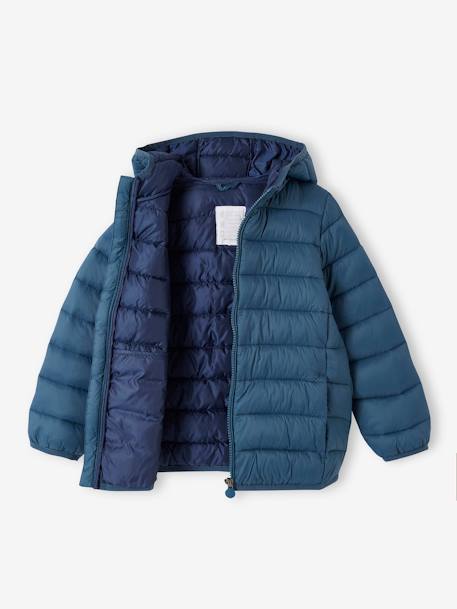 Lightweight Jacket with Recycled Polyester Padding & Hood for Boys BEIGE DARK SOLID WITH DESIGN+blue+denim blue+English green+green+navy blue+petrol blue 