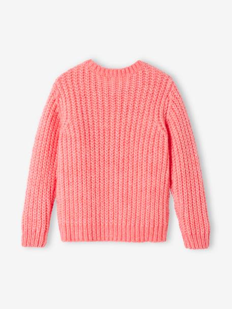 Loose-Fitting Soft Knit Cardigan for Girls petrol blue+sweet pink 