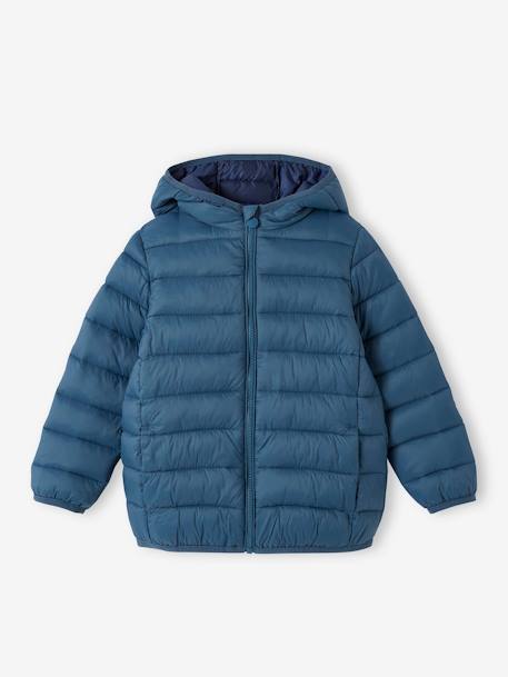 Lightweight Jacket with Recycled Polyester Padding & Hood for Boys BEIGE DARK SOLID WITH DESIGN+blue+green+navy blue+petrol blue 