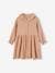 Buttoned Dress in Cotton Gauze for Girls chocolate+rose beige 