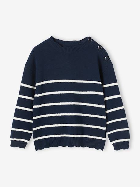 Fancy Striped Jumper for Girls navy blue+striped navy blue+sweet pink 