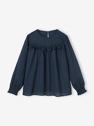 -Blouse with Textured-Effect Ruffle for Girls