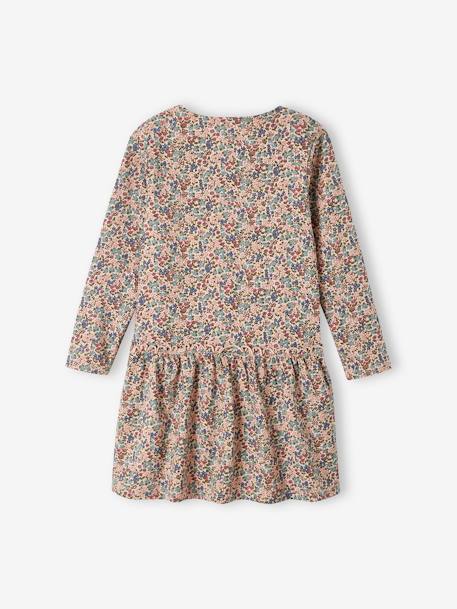 Long Sleeve Printed Dress for Girls ecru+grey green+old rose+PINK MEDIUM ALL OVER PRINTED+printed brown+rosy 