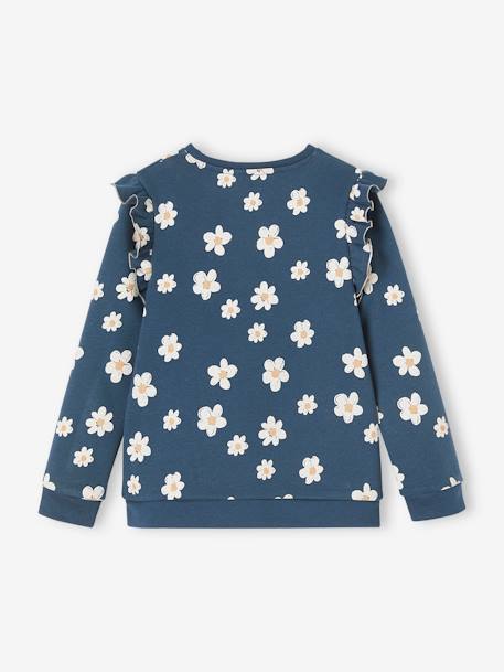 Sweatshirt with Ruffles & Message for Girls ecru+grey green+navy blue+rose 