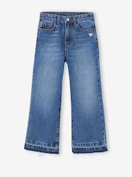 Girls-Jeans-Wide-Leg Jeans, Frayed Hems, for Girls