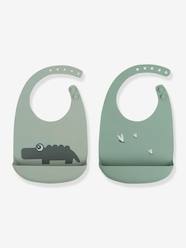 Nursery-Mealtime-Bibs-Pack of 2 Silicone Bibs, Croco by DONE BY DEER