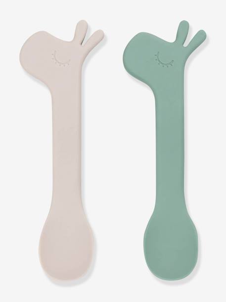 Set of 2 Silicone Spoons, Lalee by DONE BY DEER green+orange 