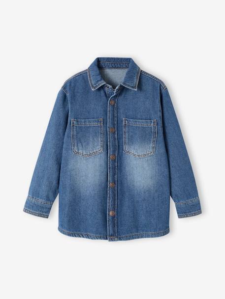 Denim Shirt for Boys black denim+bleached denim+stone 