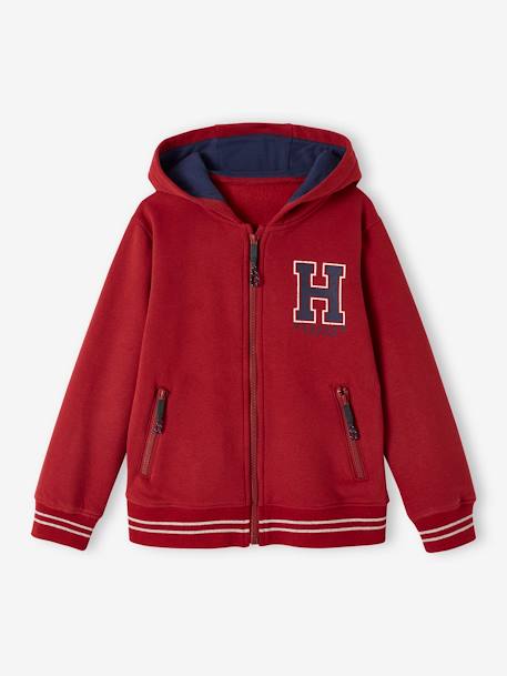 Zipped Sports Jacket with Hood for Boys grey blue+lichen+marl grey+navy blue+red 