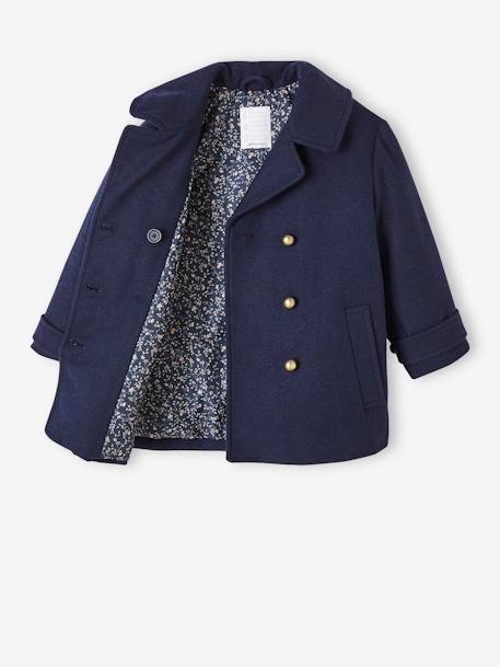 Officer's Coat in Woollen Cloth for Girls navy blue 