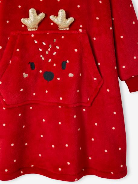 Christmas Poncho-Type Dressing Gown in Velour & Polar Fleece, for Girls red 