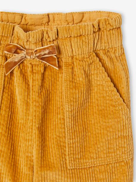 Corduroy Paperbag Trousers for Girls dusky pink+mustard+night blue 