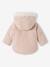 Woollen Coat Lined in Faux Fur for Babies rose 