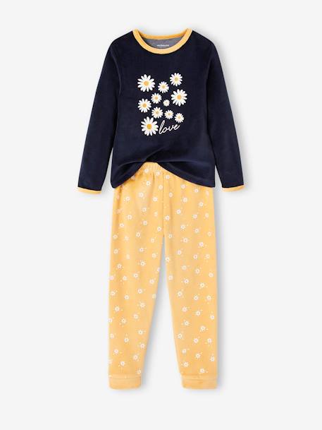 Pack of 2 Daisy Pyjamas in Velour for Girls ochre 