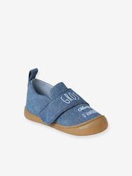 Shoes-Denim Indoor Shoes with Hook-and-Loop Strap, for Babies