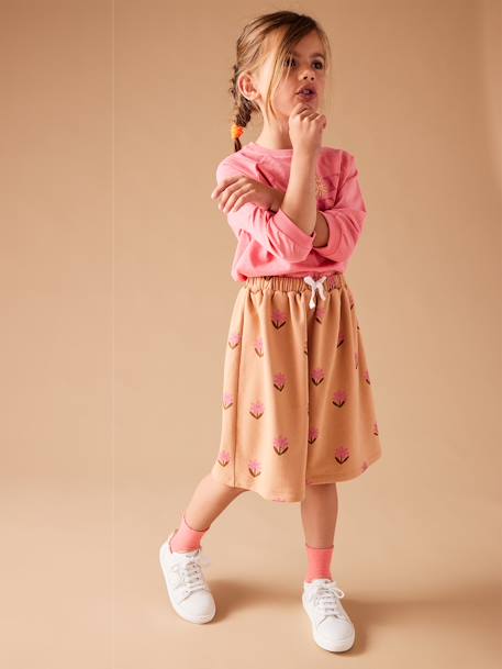 Floral Midi Skirt in Fleece, for Girls peach 