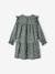 Frilly Dress with Floral Print for Girls aqua green+ecru+grey blue+night blue 