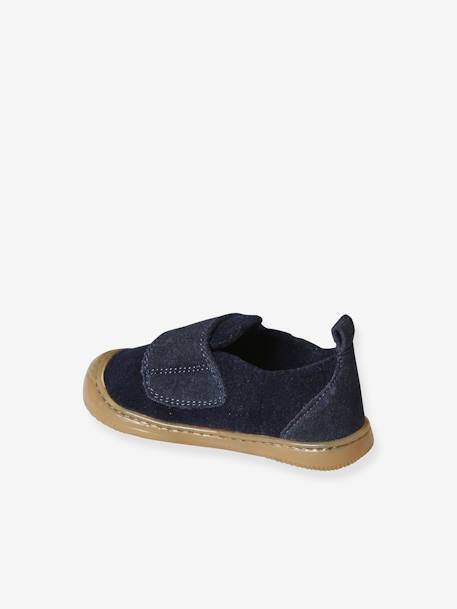 Felt Indoor Shoes with Hook-and-Loop Strap, for Babies navy blue 