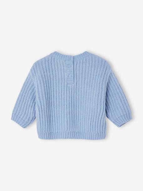 Knitted Jumper with Golden Heart for Babies sky blue+WHITE LIGHT SOLID 