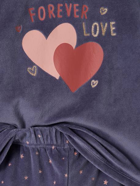 Pack of 2 'Love' Pyjamas in Velour for Girls old rose 