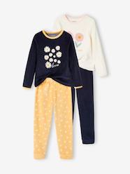 Girls-Pack of 2 Daisy Pyjamas in Velour for Girls