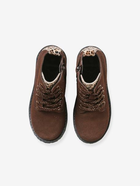 Leather Boots with Laces & Zip for Girls, Designed for Autonomy brown 