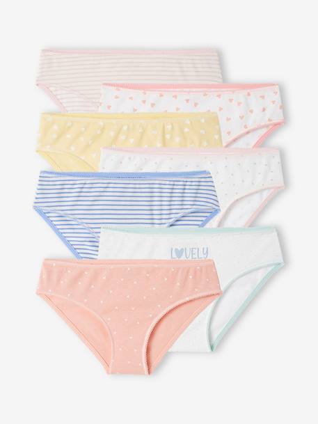 Pack of 7 Fancy Briefs for Girls, Basics ecru 